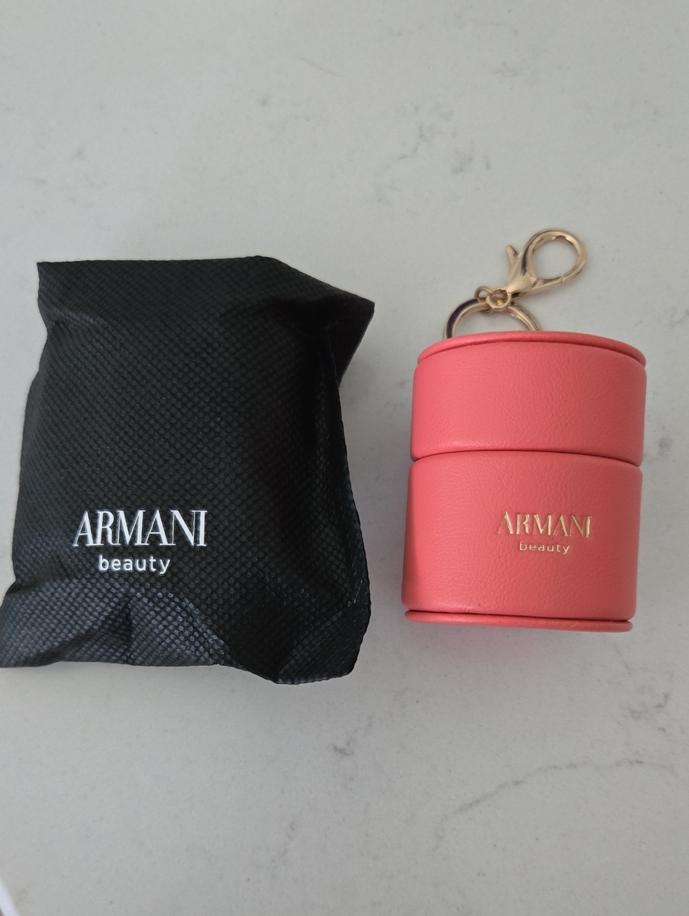 New Armani Beauty Dolci Blush Mini Vanity Case KeyChain / Jewelry Holder Keyring